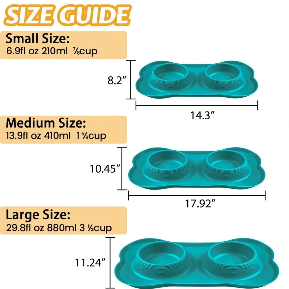Hubulk Pet No Spill Non-Skid Silicone Mat Food Bowl for Water and Food - Small